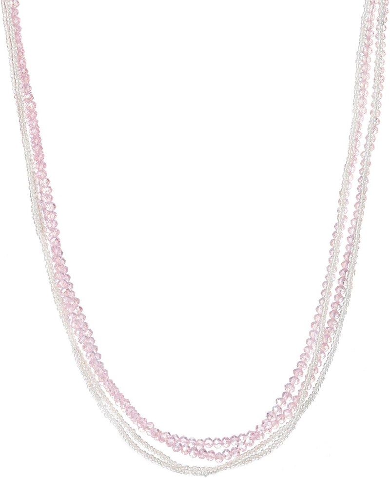COOLSTEELANDBEYOND Long Multi-Strand Statement Necklace For Women, Elegant Layered Waterfall Chains, Crystal Beads Pendant - Image 3